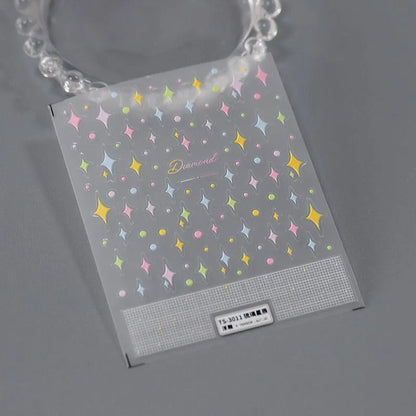 Cross Star Nail Art Stickers Adhesive Sliders Colorful Stars Embossed Sticker Decals TS3011 embossed