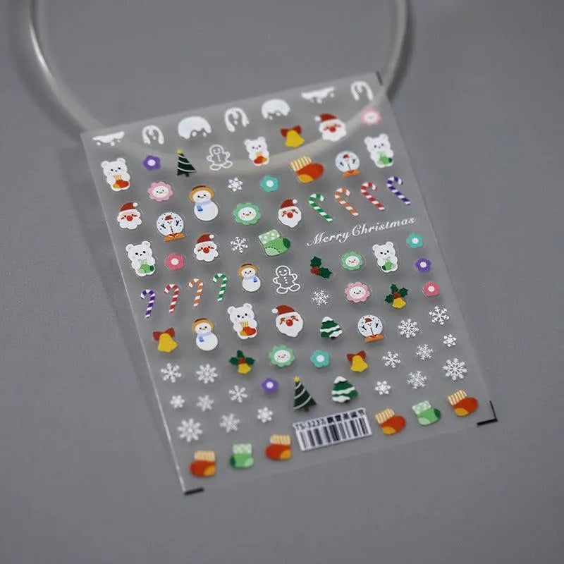 Christmas Theme Nail Art Stickers Adhesive Sliders Christmas Snow Sticker Decals TS3237