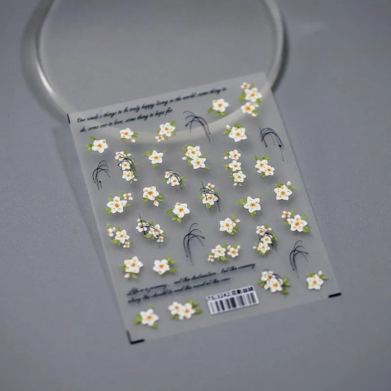 Floral Nail Art Stickers Flower Leaf Adhesive Slider Sticker Decals TS3242