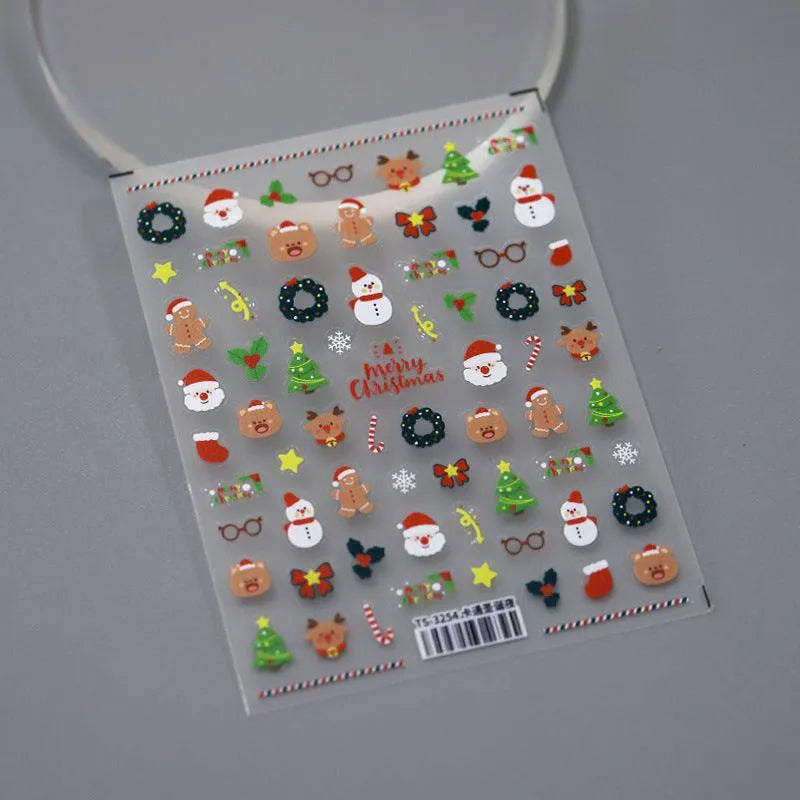 Christmas Snowman Nail Art Stickers Santa Claus Adhesive Sticker Decals TS3254