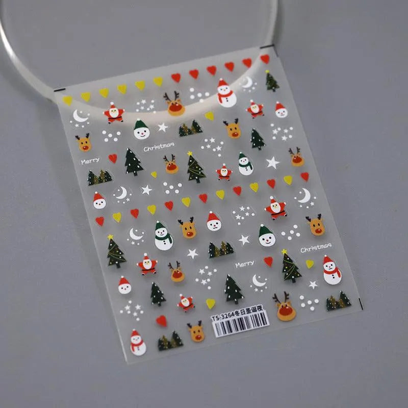 Christmas Snowman Nail Art Stickers Santa Claus Adhesive Sticker Decals TS3264