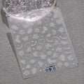 5D Flowers Nail Stickers White Flower Beads Adhesive Sticker Nail Decals TS3266