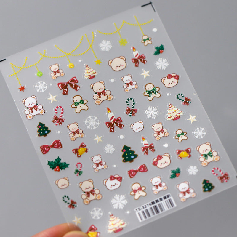 Christmas Snowflake Nail Art Stickers Xmas Tree Bear Sticker Decals