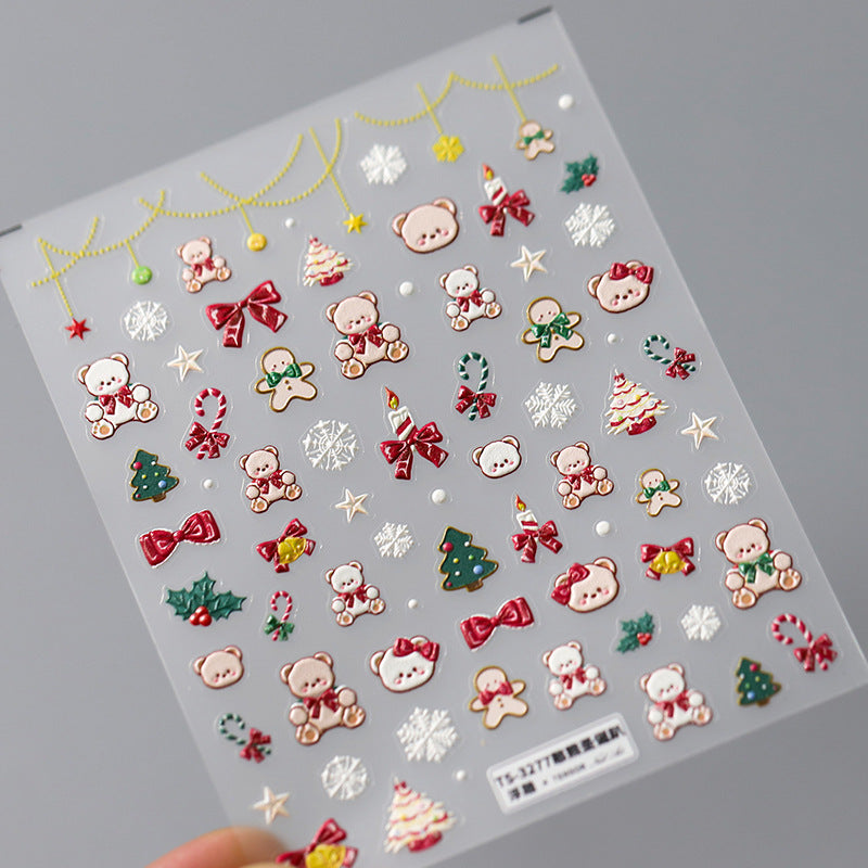 Christmas Snowflake Nail Art Stickers Xmas Tree Bear Sticker Decals