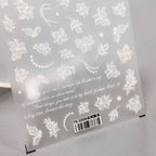 White Flowers Nail Art Stickers Blossom Floral Leaf Embossed Adhesive Sticker Decals TS3306