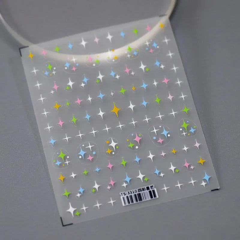 Candy Colors Stars Nail Art Stickers Colorful Cross Stars Adhesive Sticker Decals TS3310