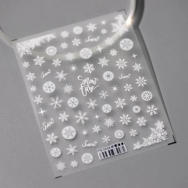 3D Snowflake Nail Stickers Winter Snow Adhesive Sticker Nail Decals TS3316