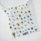 Cacti Nail Art Stickers Adhesive Slider Embossed Cactus Sticker Decals TS3330