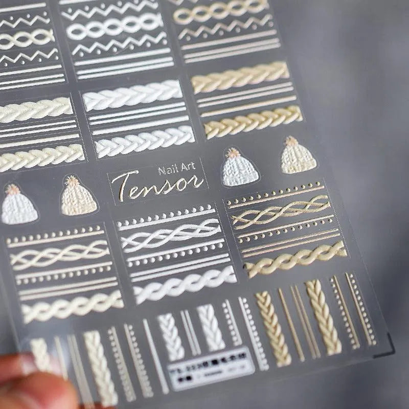 Elegant Sweater Pattern Nail Art Stickers Knitted Sweaters Embossed Adhesive Sticker Decals TS333 embossed