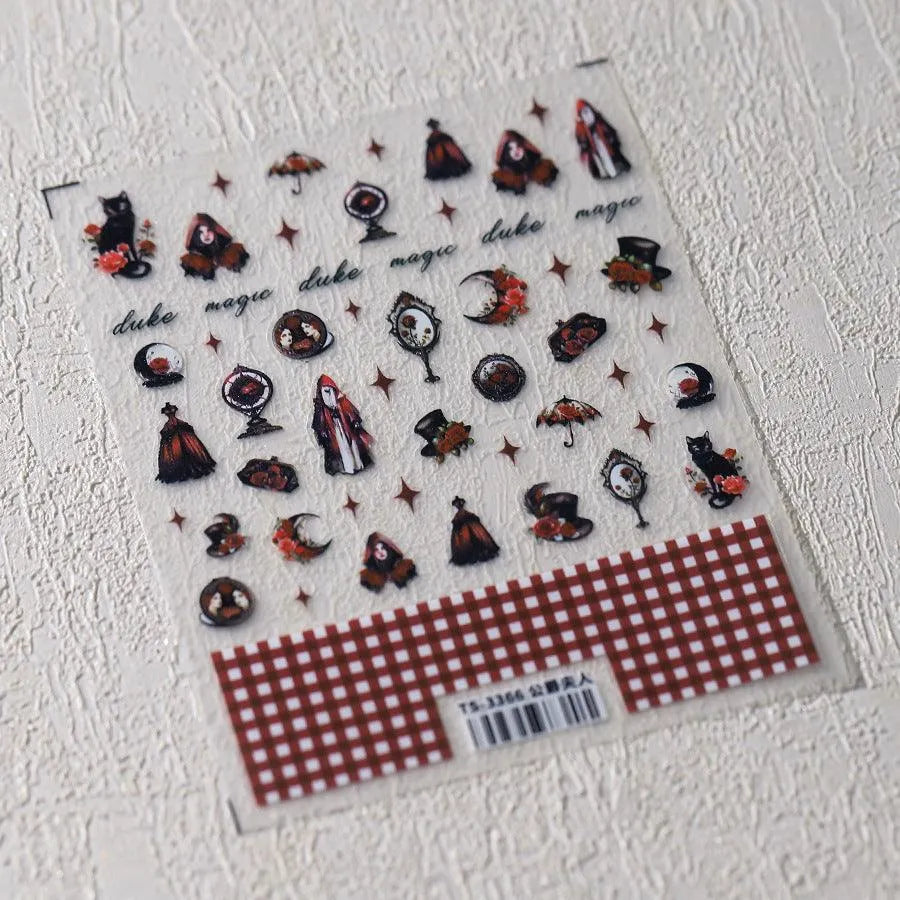 Nail Art Stickers Adhesive Slider Embossed Duchess Portrait Sticker Decals TS3366