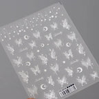5D Butterfly Nail Art Stickers Adhesive Sliders Moon Stars Butterfly Sticker Decals TS3376