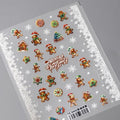 Christmas Gingerbread Man Nail Art Stickers Xmas Tree Adhesive Embossed Sticker Decals TS3445