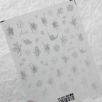 5D Flower With Pearl Nail Art Stickers White Floral Leaf Adhesive Slider Sticker Decals TS3457