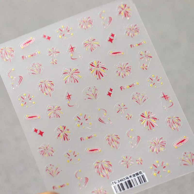Fireworks Nail Art Stickers Adhesive Slider Firework Xmas Sticker Decals TS3465