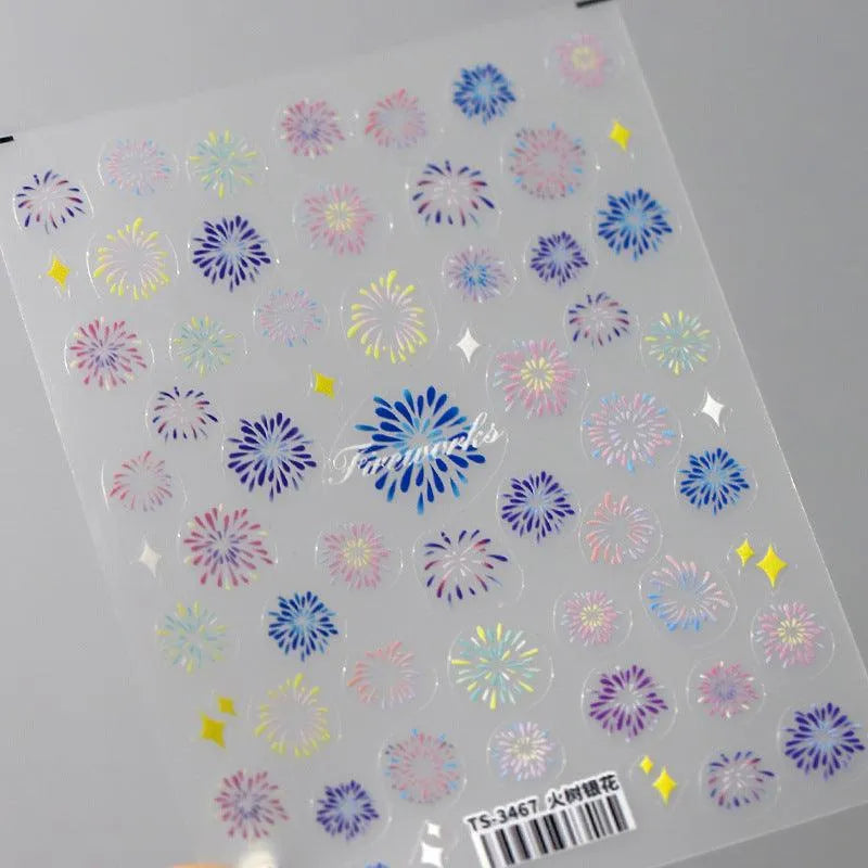 Fireworks Nail Art Stickers Sparks Firework Adhesive Sticker Nail Decals For New Year TS3467