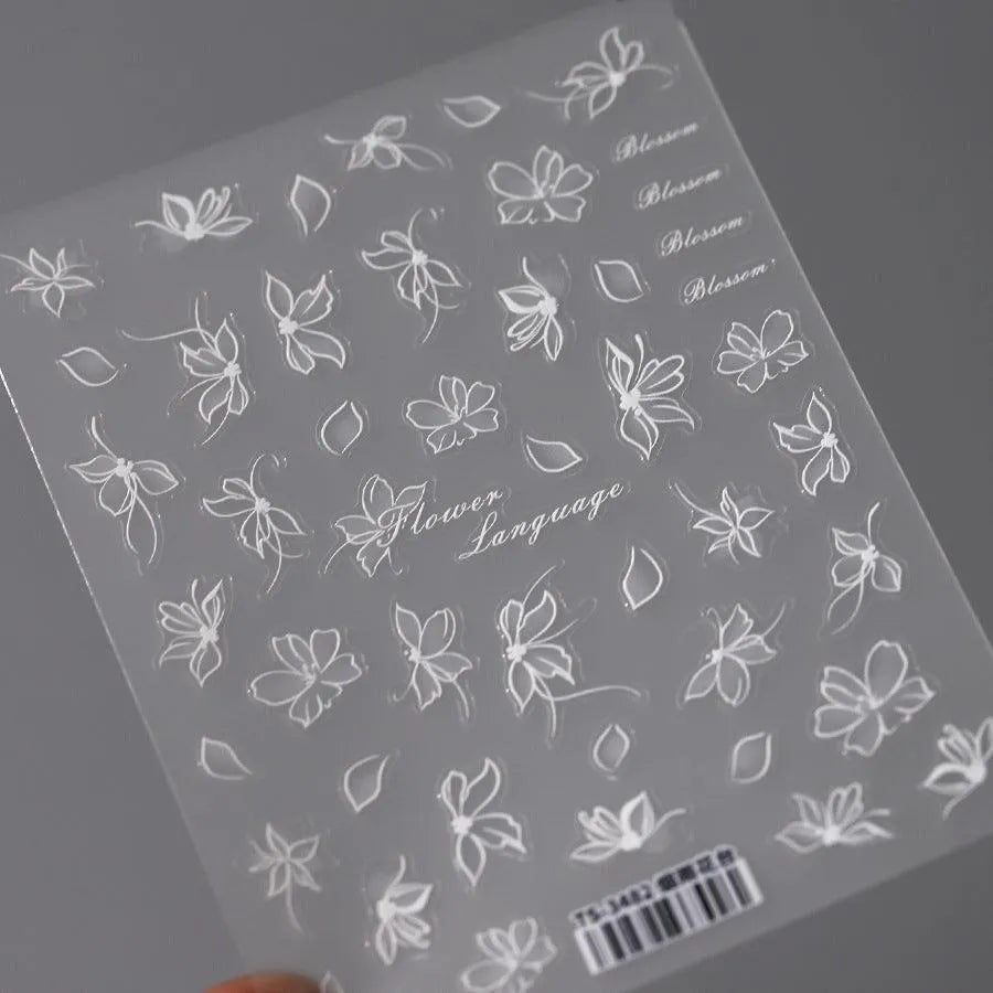 5D Flower Leaf Nail Art Stickers Adhesive Slider Lace Flower Sticker Decals TS3482