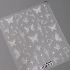 5D White Butterfly Nail Art Stickers Adhesive Butterfly Sticker Decals TS3492