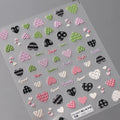 5D Plaid Heart Nail Stickers | Cute Pink & Green Y2K Preppy Nail Art Decals TS3517_embossed