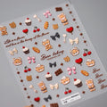 Cute Bear Nail Art Stickers Bakery Cookie Adhesive Slider Sticker Decals TS3522