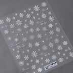 5D Snowflake Nail Art Stickers Adhesive White Snowflakes Christmas Sticker Decals TS3537