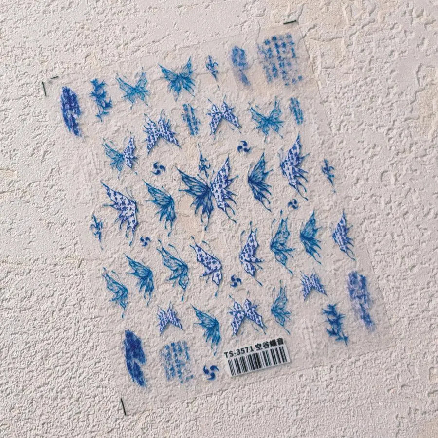 3D Butterfly Nail Art Stickers Adhesive Butterfly Wings Sticker Decals TS3571