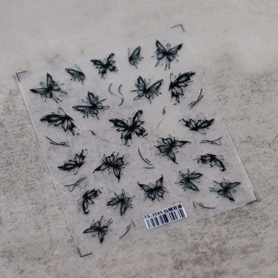Butterfly Nail Art Stickers Adhesive Slider Ultra-Thin Clear Butterfly Sticker Decals TS3585