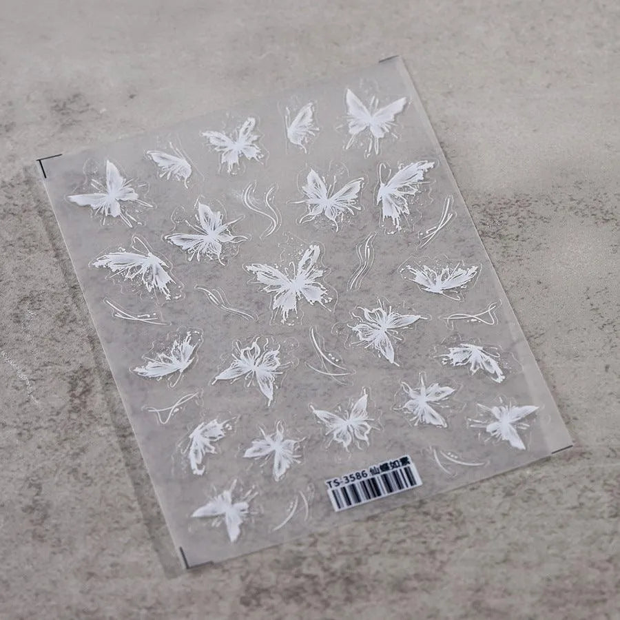 Butterfly Nail Art Stickers Adhesive Slider Ultra-Thin Clear Butterfly Sticker Decals TS3586