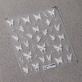 Butterfly Nail Stickers White Butterfly Wings 3D Adhesive Sticker Nail Decals TS3609 embossed