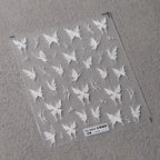 Butterfly Nail Stickers White Butterfly Wings 3D Adhesive Sticker Nail Decals TS3609 embossed