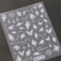 White Butterfly Flower Nail Stickers Floral Bead Chain Design 3D Adhesive Sticker Nail Decals TS3621 embossed