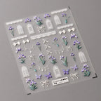Purple Flower Nail Art Stickers Iris Flower Adhesive Slider Sticker Decals TS3625