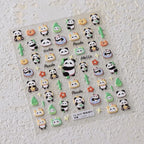 5D Panda Nail Art Stickers Adhesive Slider Cartoon Panda Bamboo Sticker Decals TS3637