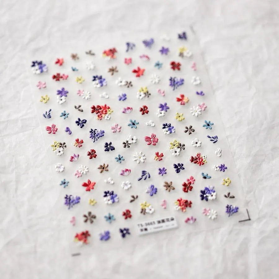 Wild Flowers Nail Art Stickers Adhesive Embossed Mini Floral Spring Trend Sticker Decals TS3665 embossed