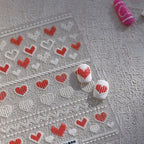 Pink Knitting Sweater Design Nail Art Stickers Embossed Love Sticker Decals TS3974