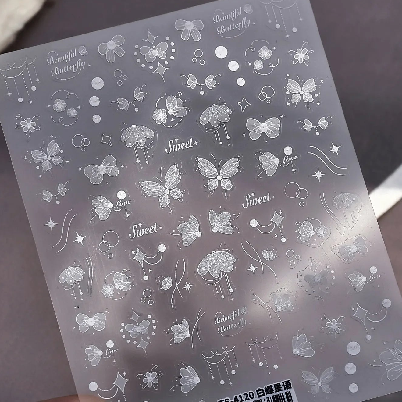 Minimalist Butterfly Nail Art Stickers - Clear Elegant Sweet Nail Art Decals TS4120