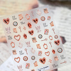 Vintage Love Story 3D Nail Stickers - Retro Romantic Steampunk Decals TS4169