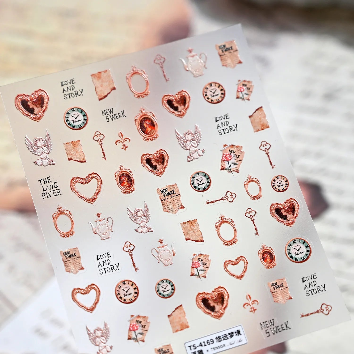 Vintage Love Story 3D Nail Stickers - Retro Romantic Steampunk Decals TS4169