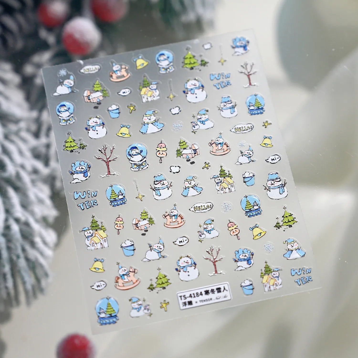 Cute Snowman & Christmas Tree Nail Stickers TS4183