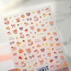 Cute Autumn Fox Nail Stickers | Fall Maple Leaf & Pumpkin Nail Decals TS4192