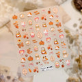 Cute Autumn Cat Pumpkin Nail Stickers | Vintage Fall Kawaii Decals 4211