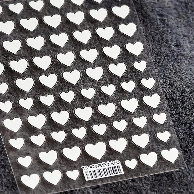 Pink Love Heart Nail Art Stickers Black White Hearts Adhesive Stars Sticker Decals For Valentine's Day TS429