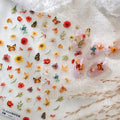 3D Autumn Pressed Flower & Butterfly Nail Stickers - Fall Maple Leaf Decals 4314
