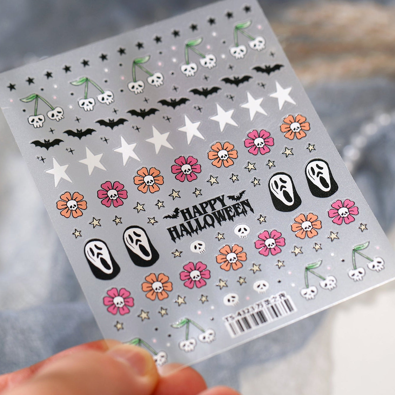 Kawaii Halloween Nail Stickers - Y2K Pink Spooky Ghost Decals 4325