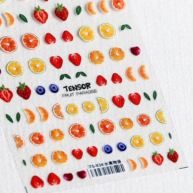 Summer Fruits Nail Art Stickers Lemon Fruit Slices Adhesive Embossed Sticker Decals TS434