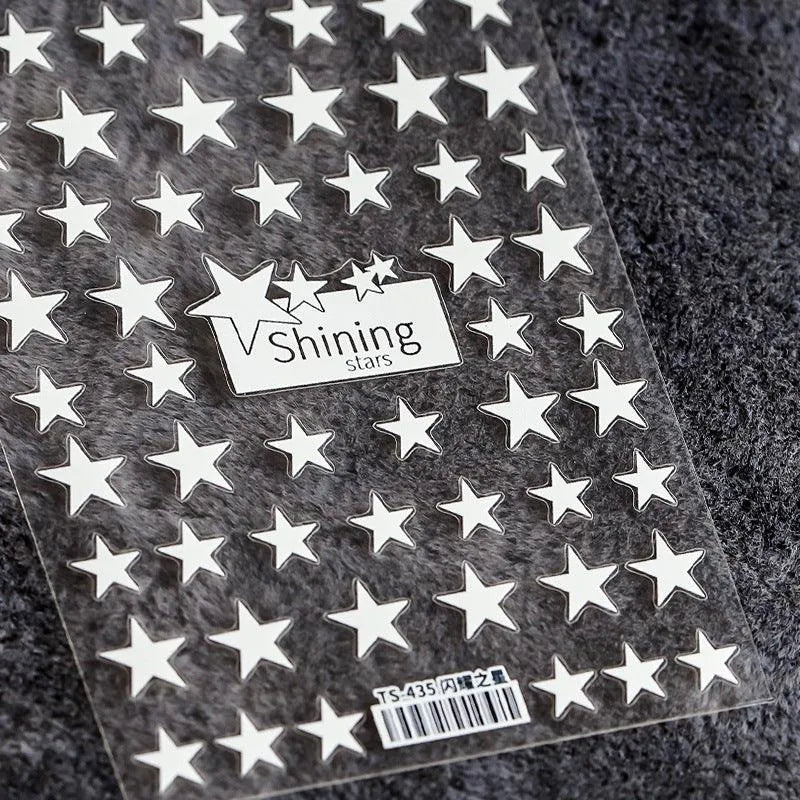 Colorful Star Nail Art Stickers Black Red Cross Stars Shape Adhesive Sticker Decals TS435