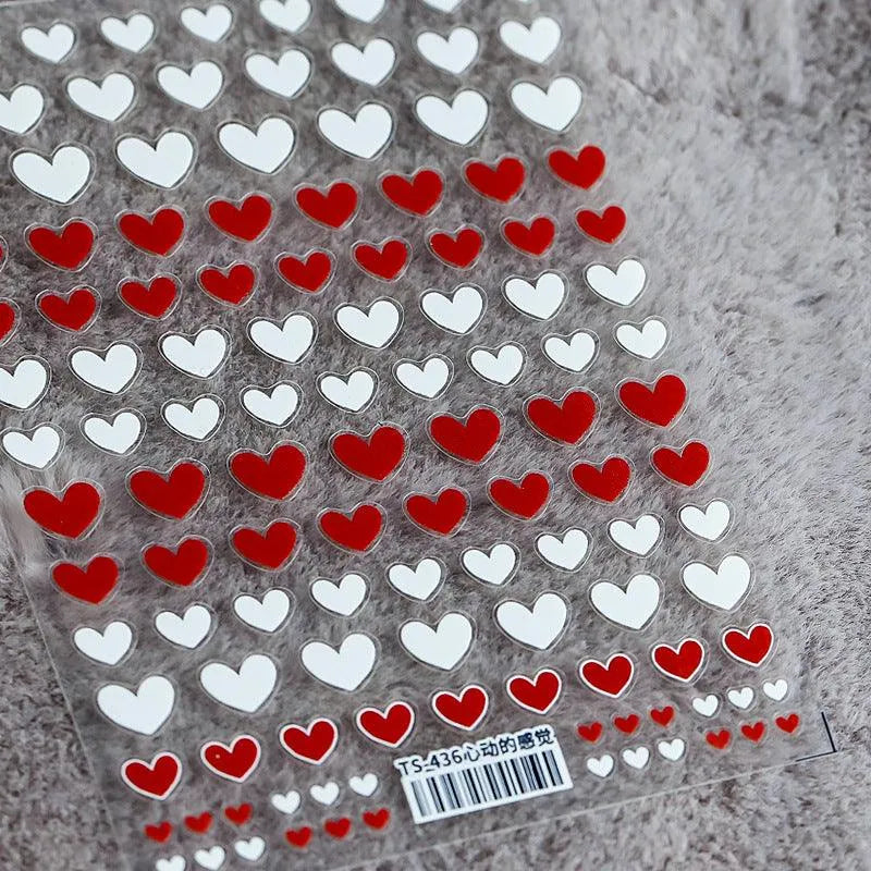 Gradient Colors Heart Shape Nail Art Stickers Candy Love Hearts Adhesive Sticker Decals For Valentine's Day TS436