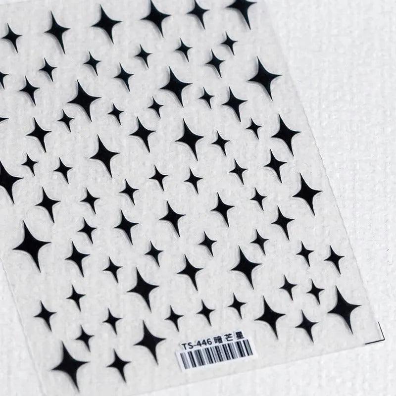 Colorful Star Nail Art Stickers Black Red Cross Stars Shape Adhesive Sticker Decals TS446
