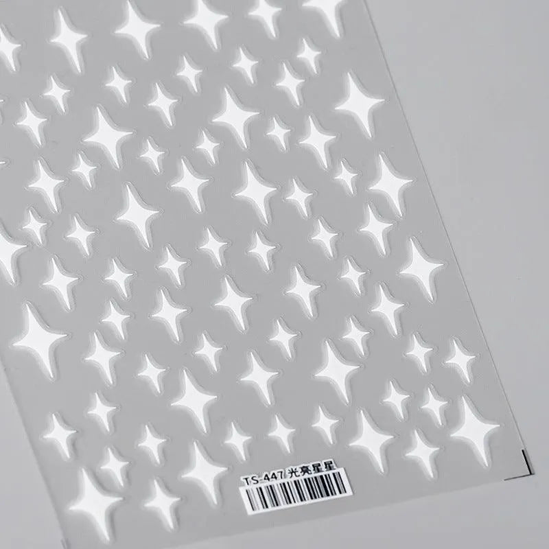 Colorful Star Nail Art Stickers Black Red Cross Stars Shape Adhesive Sticker Decals TS447