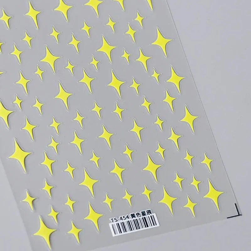Colorful Star Nail Art Stickers Black Red Cross Stars Shape Adhesive Sticker Decals TS454