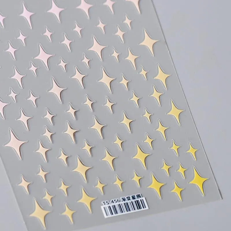 Colorful Star Nail Art Stickers Black Red Cross Stars Shape Adhesive Sticker Decals TS456